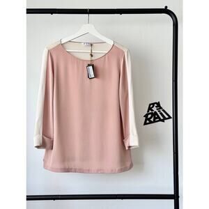 NWT Loro Piana Ivory Pink Flowing Silk Blouse